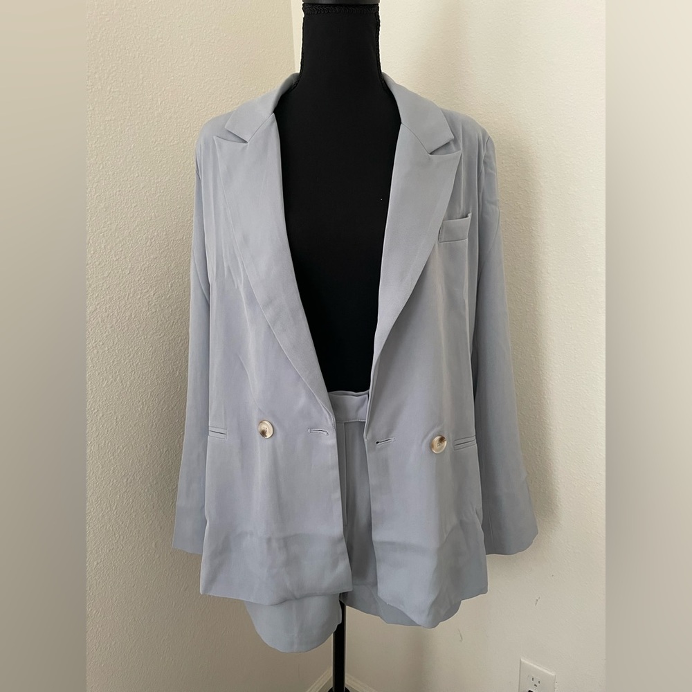 Medium Dusty Blue Blazer With Dress Shorts